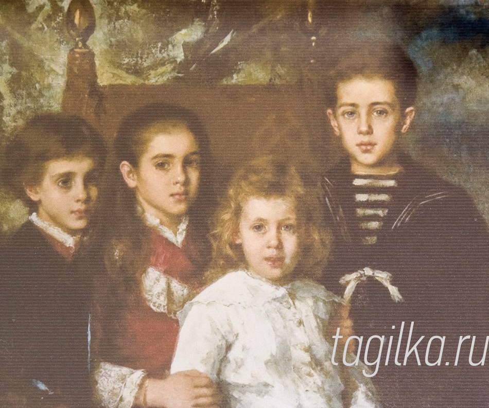 «История любви. Портреты рассказывают»

А.А. Харламов.
Портрет детей П.П. и Е.П. Демидовых:
Анатолий, Мария, Аврора, Павел.
Холст. Масло. 1884 год.
Фотокопия.