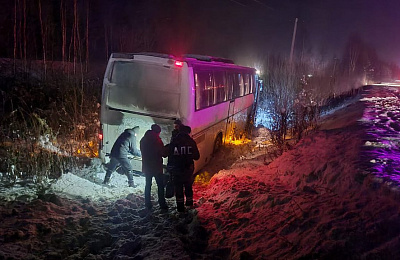 Рейсовый автобус слетел в кювет на трассе Екатеринбург - Нижний Тагил - Серов